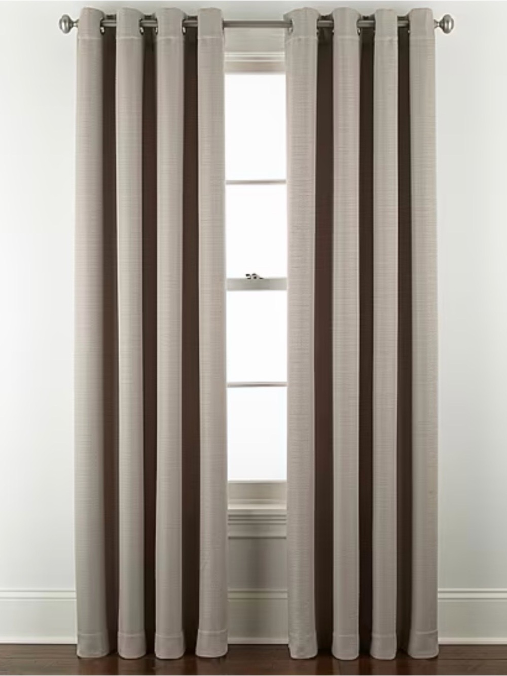 Linden Street Gwen Basketweave Curtain Panel in Khaki. Includes 2 panels.